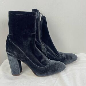 Sam Edelman Calexa Blue Gray Velour Chunky Heel Boots – Size 8.5